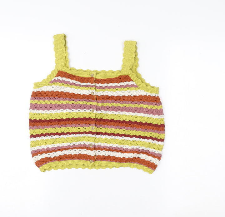 NEXT Girls Multicoloured Knit Striped Cotton Tank Top 11 Years