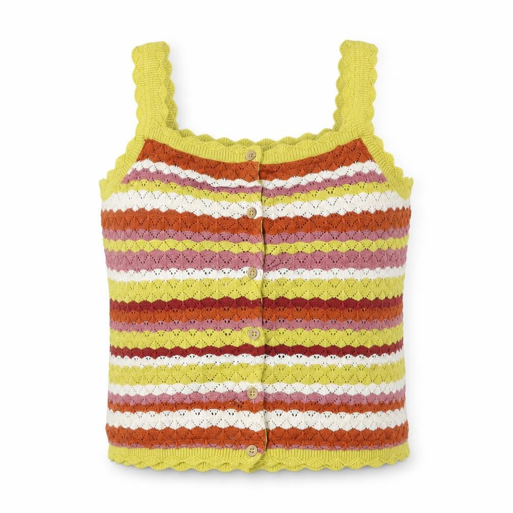 NEXT Girls Multicoloured Knit Striped Cotton Tank Top 11 Years