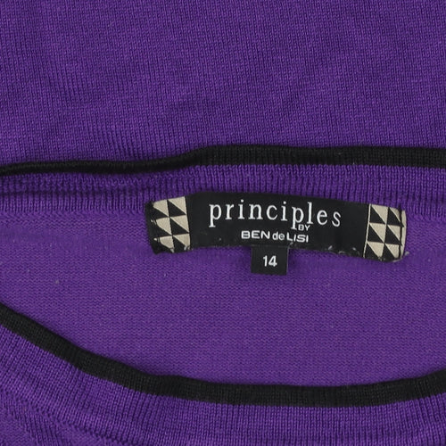 Principles by Ben de Lisi Women's Purple Cotton Short Sleeve T-Shirt Size 14