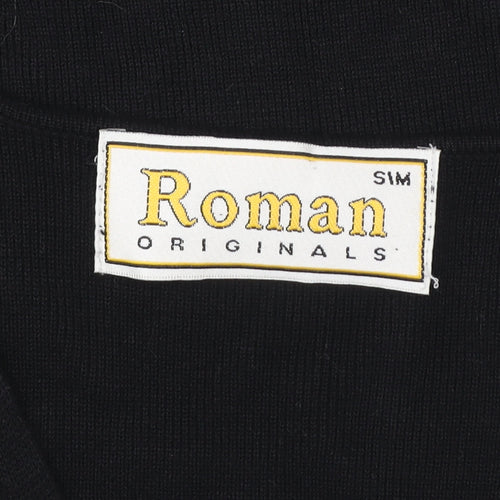 Roman Originals Womens Black Beaded Knit V-Neck Tank Top S