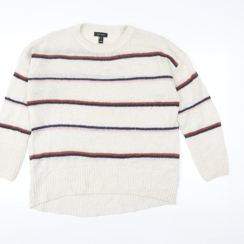 New Look Women's Ivory Striped Chunky Knit Pullover Jumper Size L