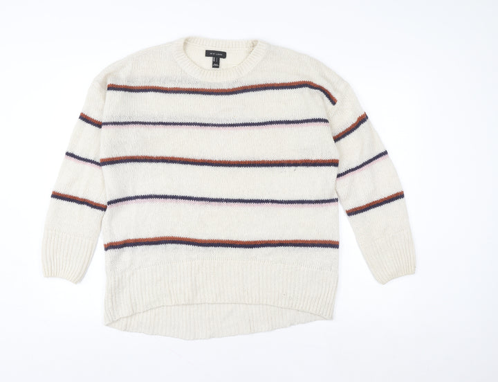 New Look Women's Ivory Striped Chunky Knit Pullover Jumper Size L