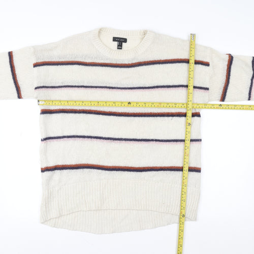 New Look Women's Ivory Striped Chunky Knit Pullover Jumper Size L