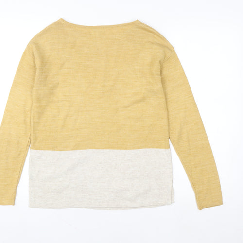 Fat Face Women Yellow Colourblock Crew Neck Long Sleeve Pullover UK 6