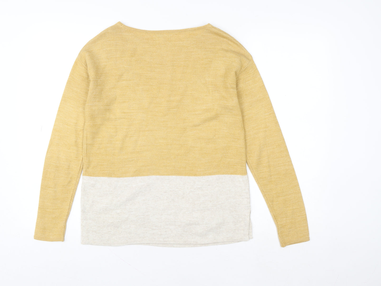 Fat Face Women Yellow Colourblock Crew Neck Long Sleeve Pullover UK 6