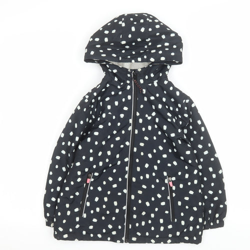 F&F Girls Black Polka Dot Hooded Puffer Jacket Size 5-6 Years