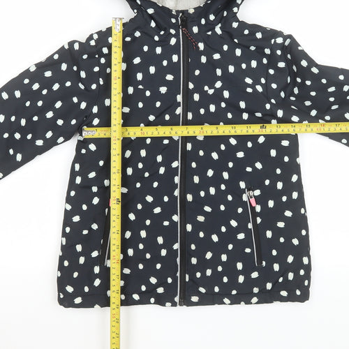F&F Girls Black Polka Dot Hooded Puffer Jacket Size 5-6 Years