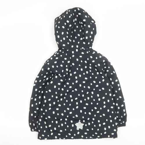F&F Girls Black Polka Dot Hooded Puffer Jacket Size 5-6 Years