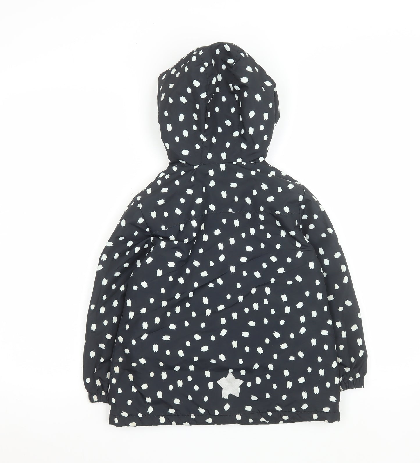 F&F Girls Black Polka Dot Hooded Puffer Jacket Size 5-6 Years
