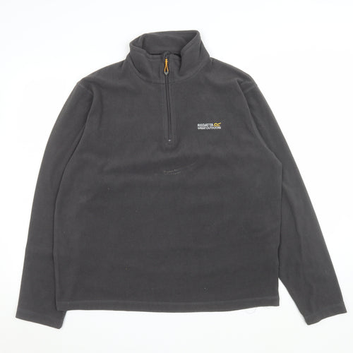 Regatta Mens Black Fleece Pullover 1/4 Zip Sweatshirt L