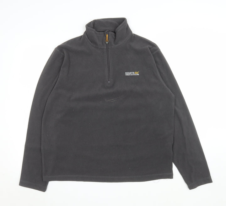 Regatta Mens Black Fleece Pullover 1/4 Zip Sweatshirt L