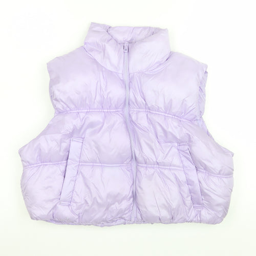 H&M Women's Purple Puffer Waistcoat Size 12 Sleeveless Casual