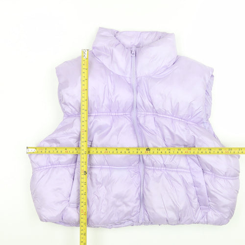 H&M Women's Purple Puffer Waistcoat Size 12 Sleeveless Casual