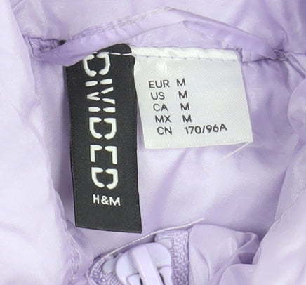 H&M Women's Purple Puffer Waistcoat Size 12 Sleeveless Casual