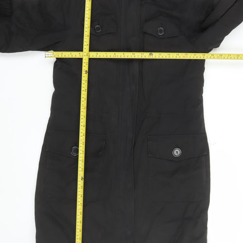 Warehouse Black Hooded Parka Coat Unisex Adults Size 38 Regular
