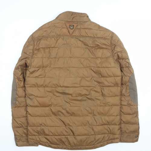 Duck and Cover Men's Brown L Puffer Jacket Nylon Stand Collar