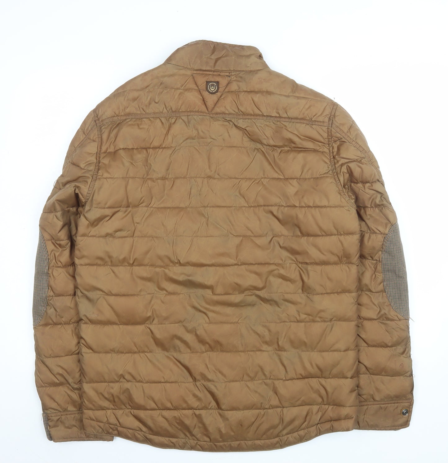 Duck and Cover Men's Brown L Puffer Jacket Nylon Stand Collar