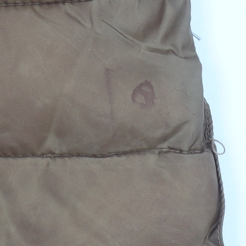 Duck and Cover Men's Brown L Puffer Jacket Nylon Stand Collar
