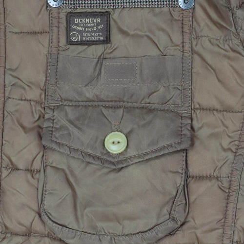 Duck and Cover Men's Brown L Puffer Jacket Nylon Stand Collar
