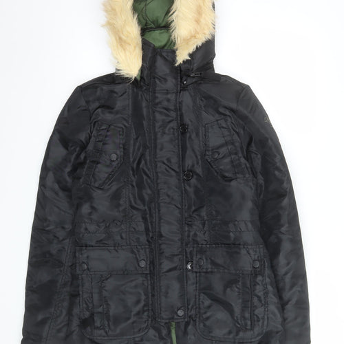 Roxy Women’s Black Summit Parka Coat S Faux Fur Hooded Winter Jacket