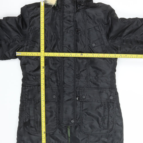 Roxy Women’s Black Summit Parka Coat S Faux Fur Hooded Winter Jacket