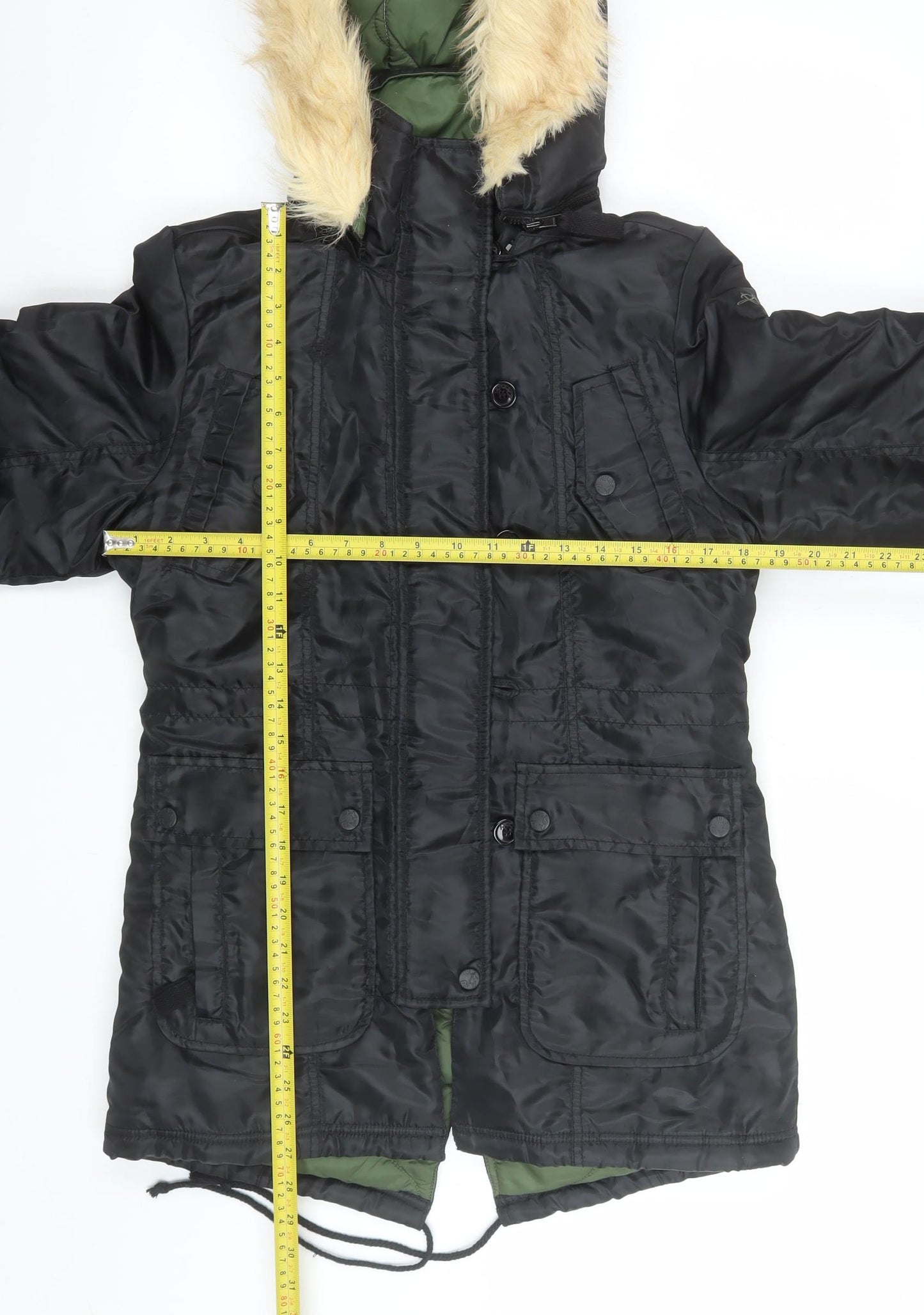 Roxy Women’s Black Summit Parka Coat S Faux Fur Hooded Winter Jacket