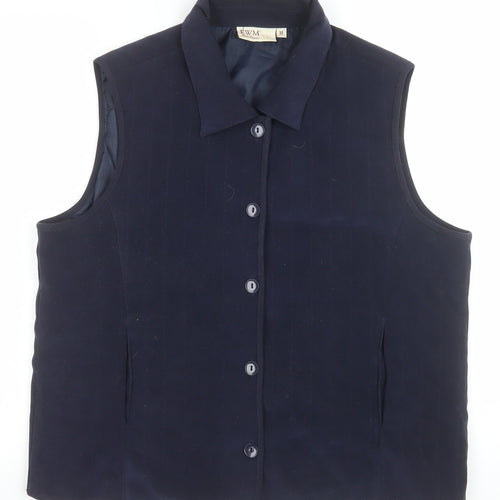 EWM Women's Blue Lined Button Waistcoat Bodywarmer Size M