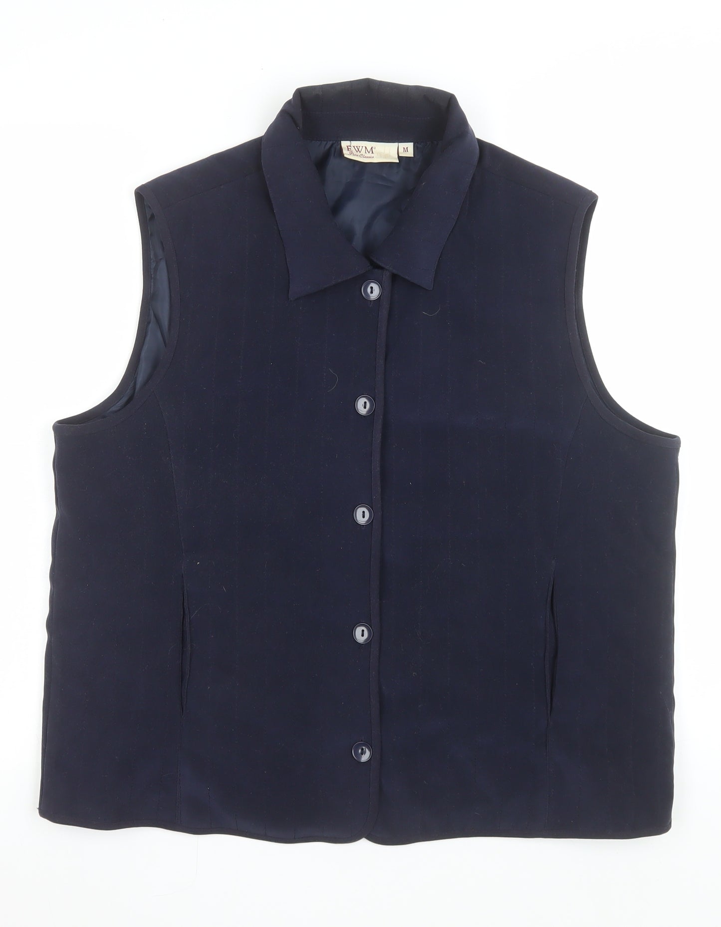 EWM Women's Blue Lined Button Waistcoat Bodywarmer Size M