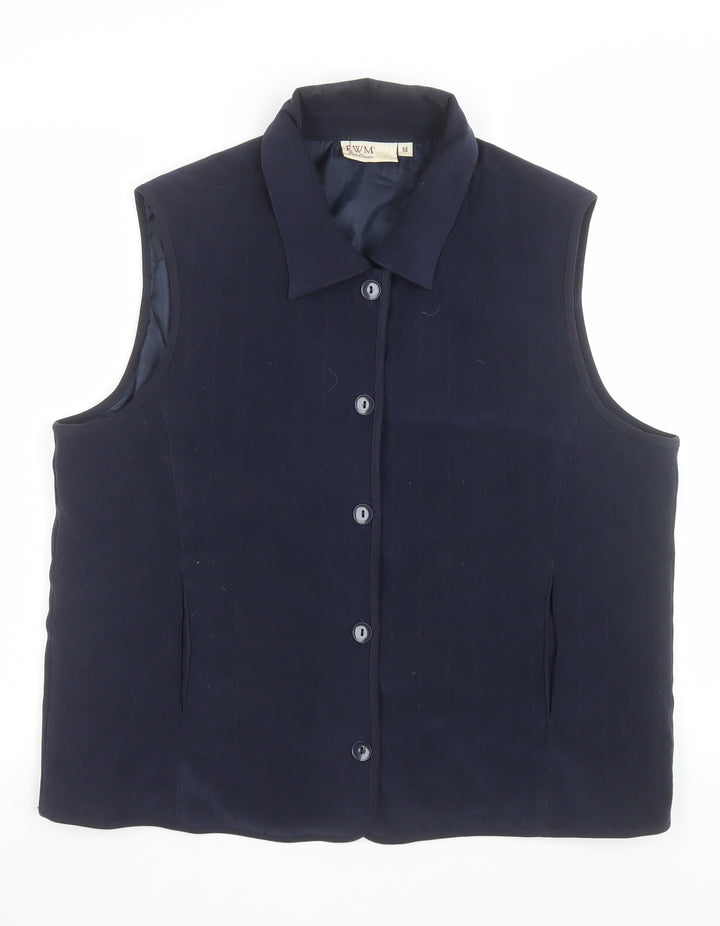 EWM Women's Blue Lined Button Waistcoat Bodywarmer Size M