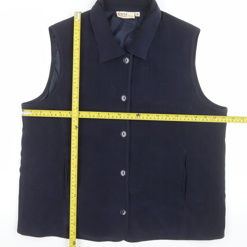 EWM Women's Blue Lined Button Waistcoat Bodywarmer Size M