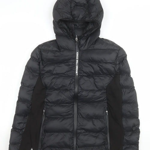 Kings Will Dream Boys Black XL Hooded Puffer Jacket Winter Full Zip