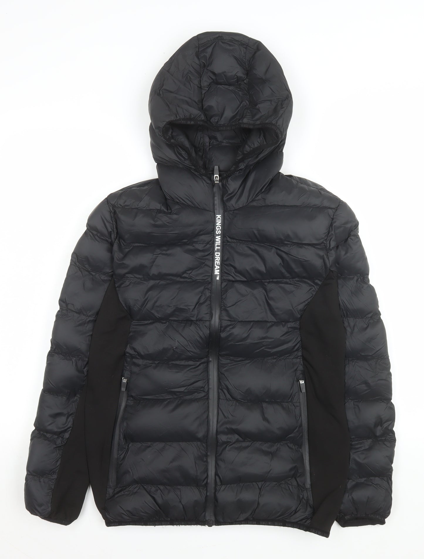 Kings Will Dream Boys Black XL Hooded Puffer Jacket Winter Full Zip
