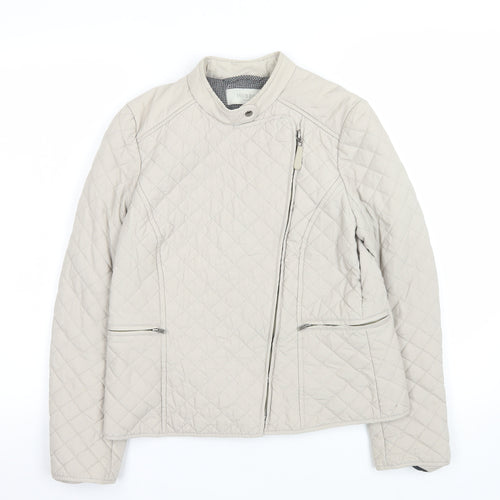 Hobbs Women’s Beige Quilted Short Jacket Size 8 Cotton Lined