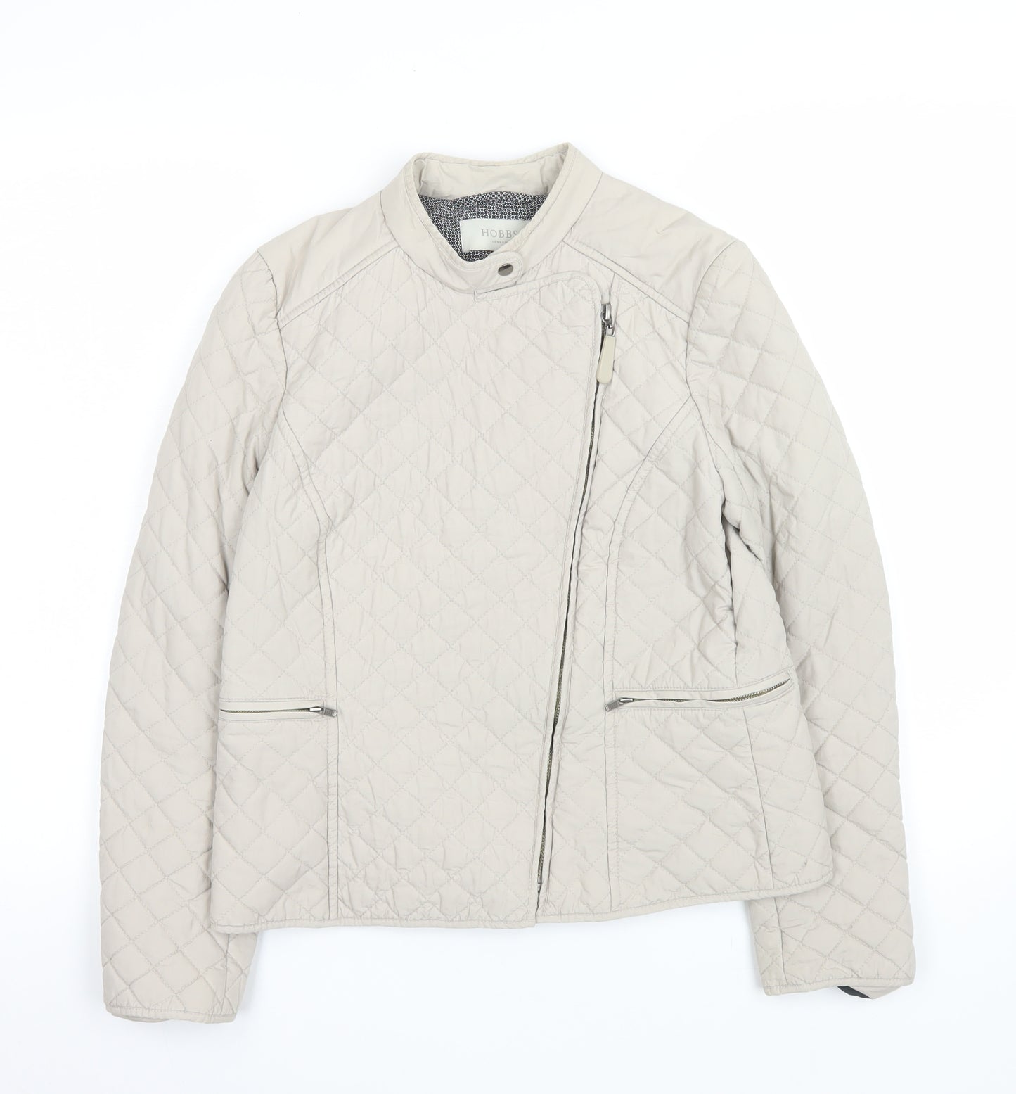Hobbs Women’s Beige Quilted Short Jacket Size 8 Cotton Lined