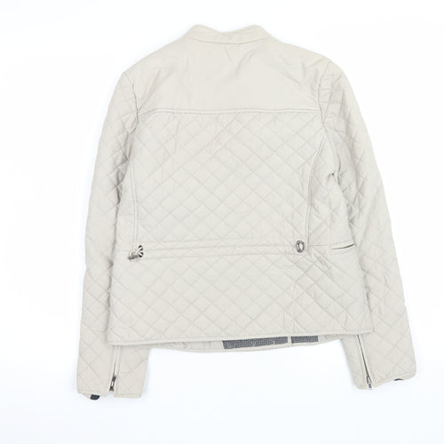 Hobbs Women’s Beige Quilted Short Jacket Size 8 Cotton Lined
