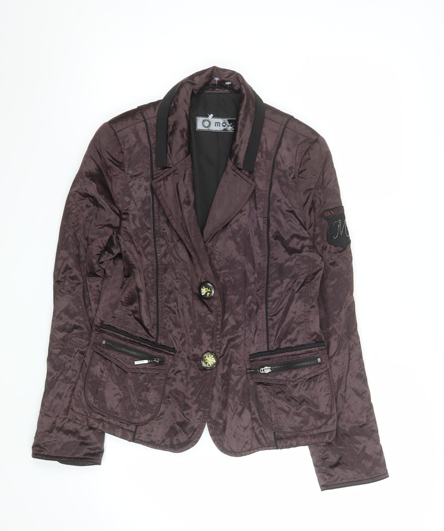 Mox Women Purple Polyester Blazer Jacket Size 12 Classic Style