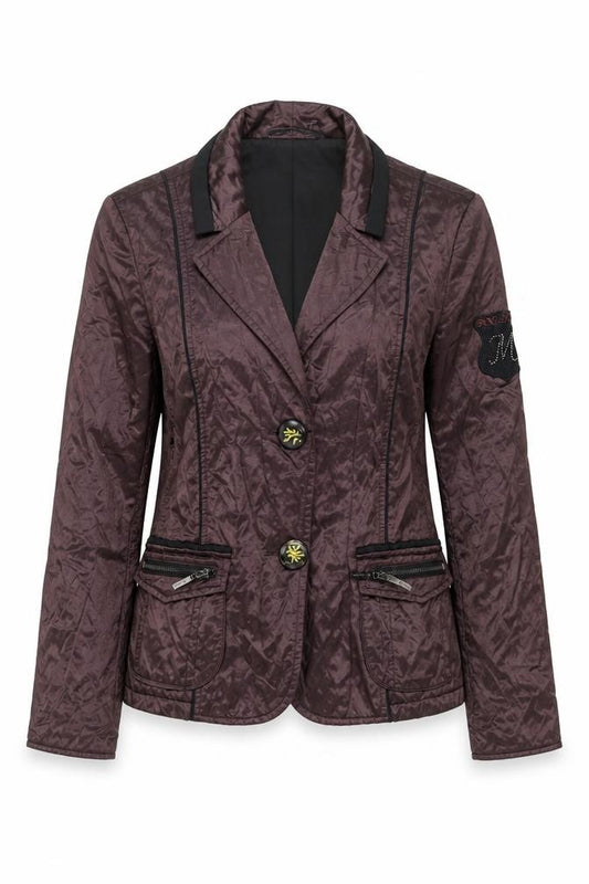 Front view of Mox Women Purple Polyester Blazer Jacket, size 12, Classic Style
