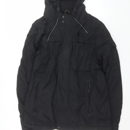 Next Women Black Hooded Puffer Jacket Medium Lined Winter Coat
