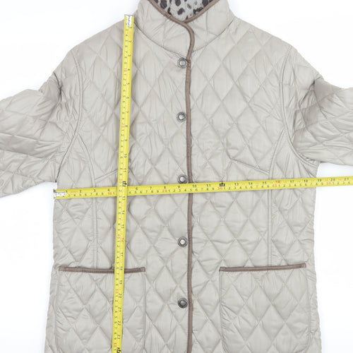 Lebek Womens Beige Quilted Mid-Length Jacket Size 14