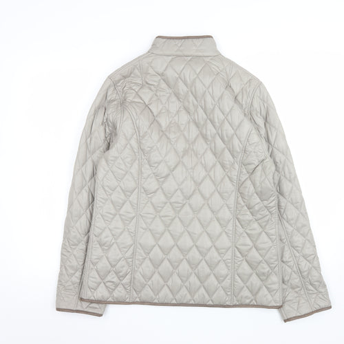 Lebek Womens Beige Quilted Mid-Length Jacket Size 14