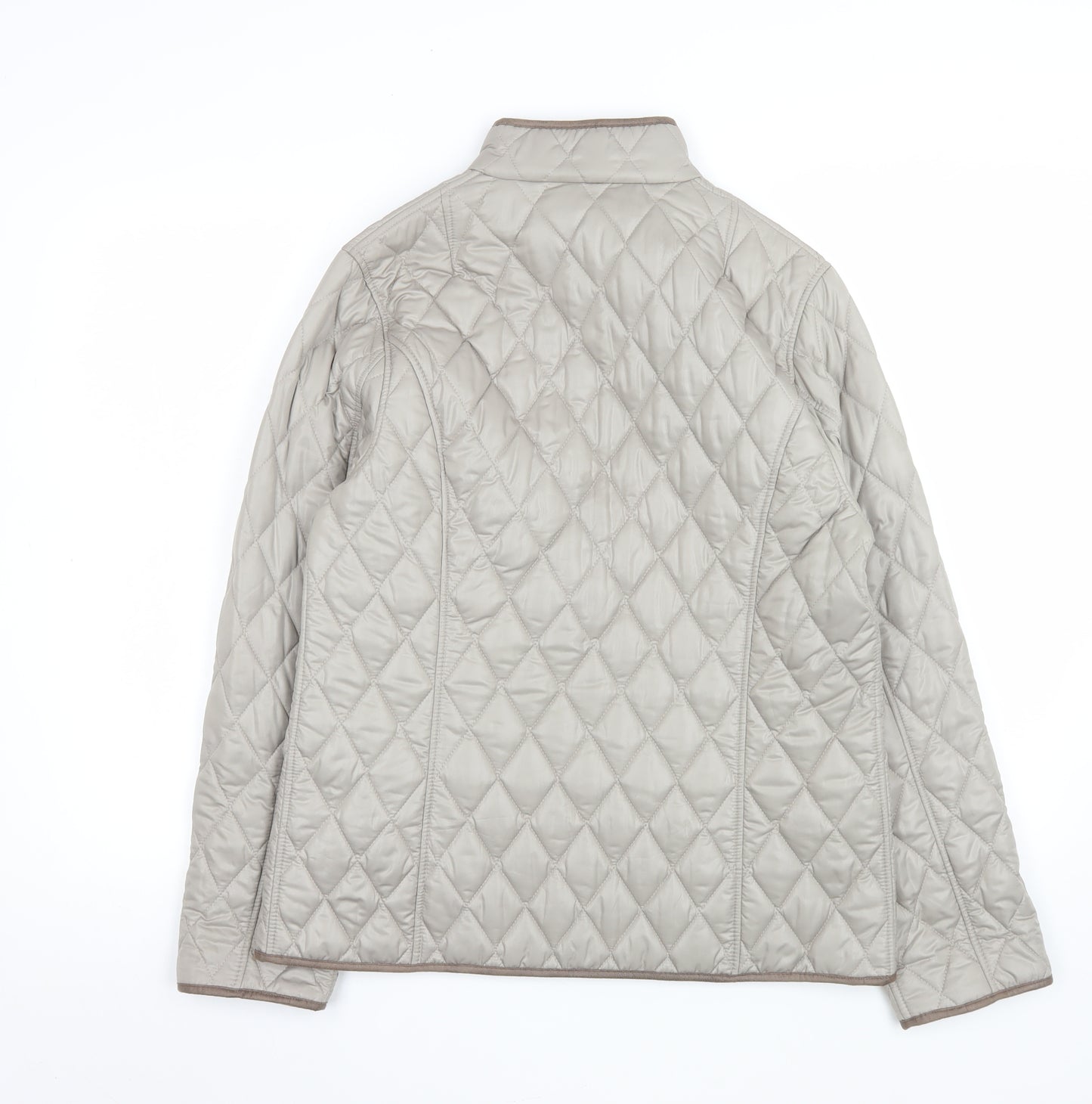 Lebek Womens Beige Quilted Mid-Length Jacket Size 14