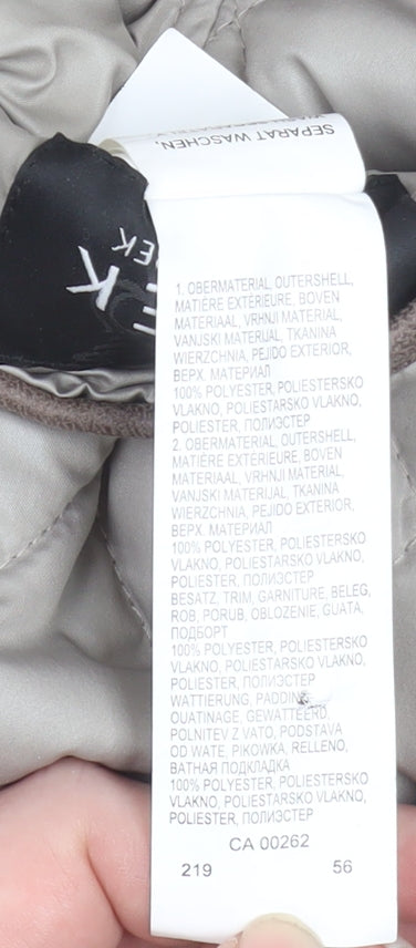 Lebek Womens Beige Quilted Mid-Length Jacket Size 14