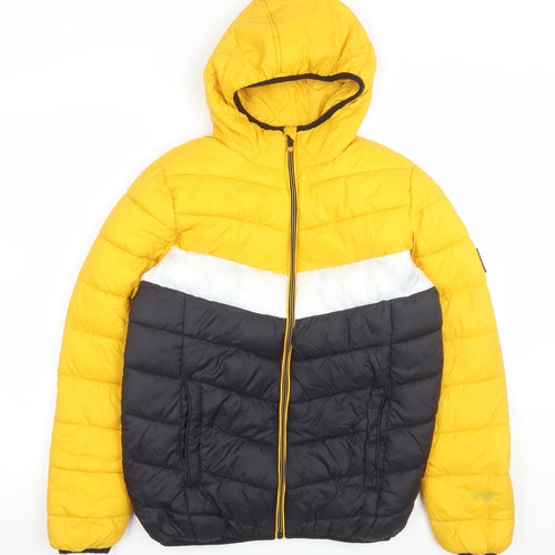 UNLIMTD POTENTIAL Women's Yellow Puffer Jacket Size 12 Hooded Winter Coat