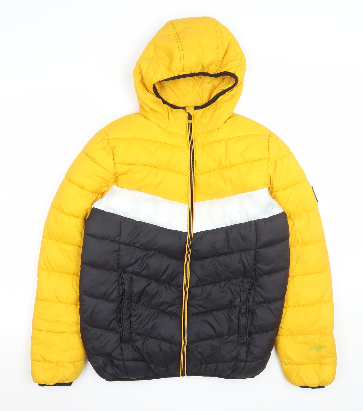 UNLIMTD POTENTIAL Women's Yellow Puffer Jacket Size 12 Hooded Winter Coat
