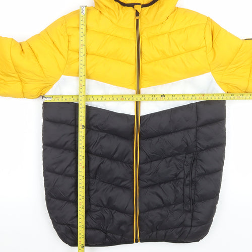 UNLIMTD POTENTIAL Women's Yellow Puffer Jacket Size 12 Hooded Winter Coat