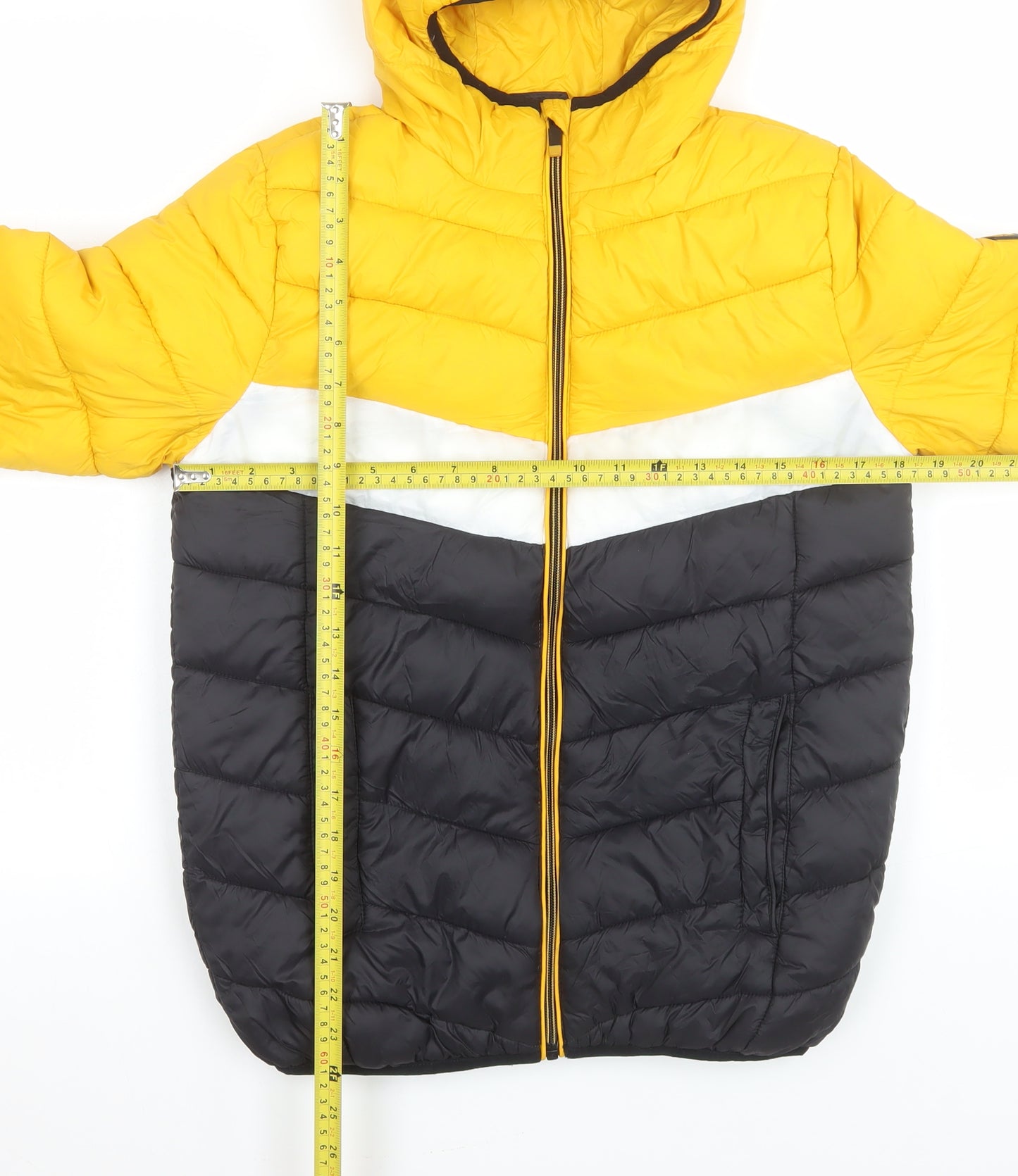 UNLIMTD POTENTIAL Women's Yellow Puffer Jacket Size 12 Hooded Winter Coat