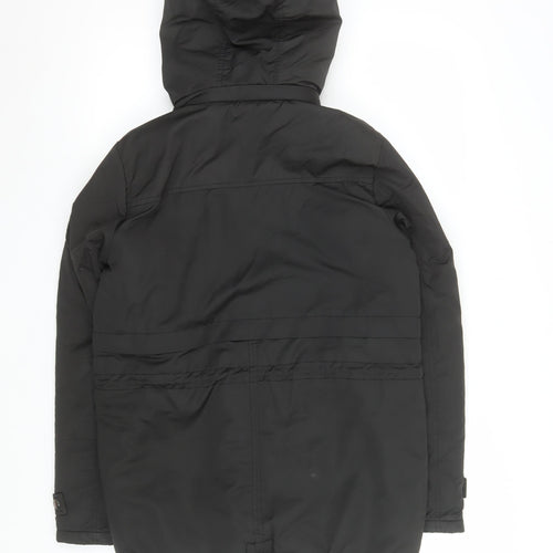 Z Design Women's Black Padded Parka Jacket with Faux Fur Hood Size S