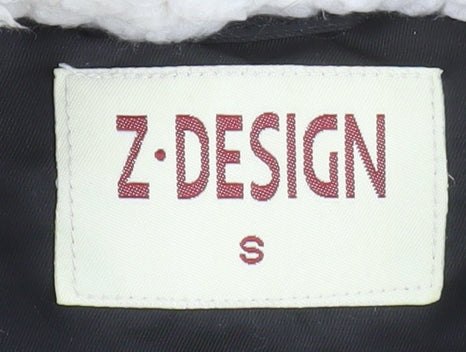Z Design Women's Black Padded Parka Jacket with Faux Fur Hood Size S