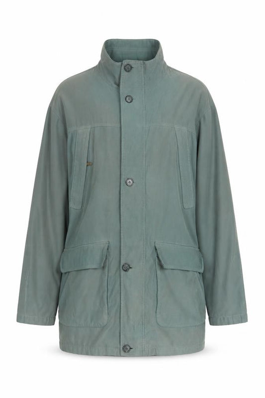 Front view of Aldon Women’s Green Mid-Length Lined Overcoat Jacket M