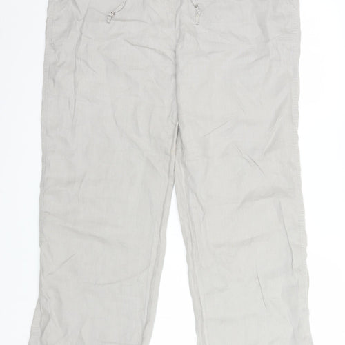 Marks and Spencer Women’s Beige Linen Drawstring Trousers UK 16 Tall